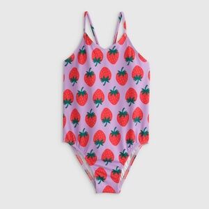 NWT QUINCE One Piece Swimsuit In Strawberries 2T Toddler Kid 6840